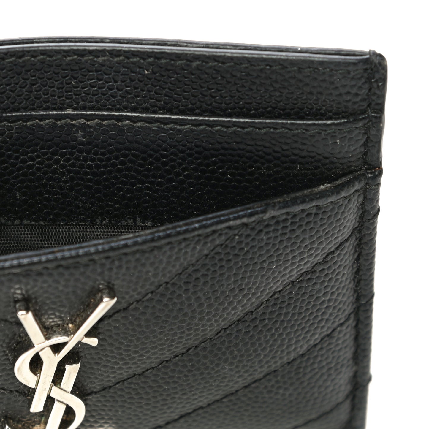 Grain De Poudre Matelasse Chevron Monogram Credit Card Case Black