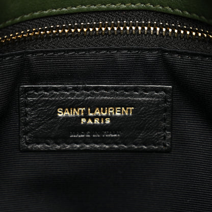 Saint Laurent Velvet Quilted Small Loulou Puffer Monogram Chain Satchel Kaki Musk 5 of 9