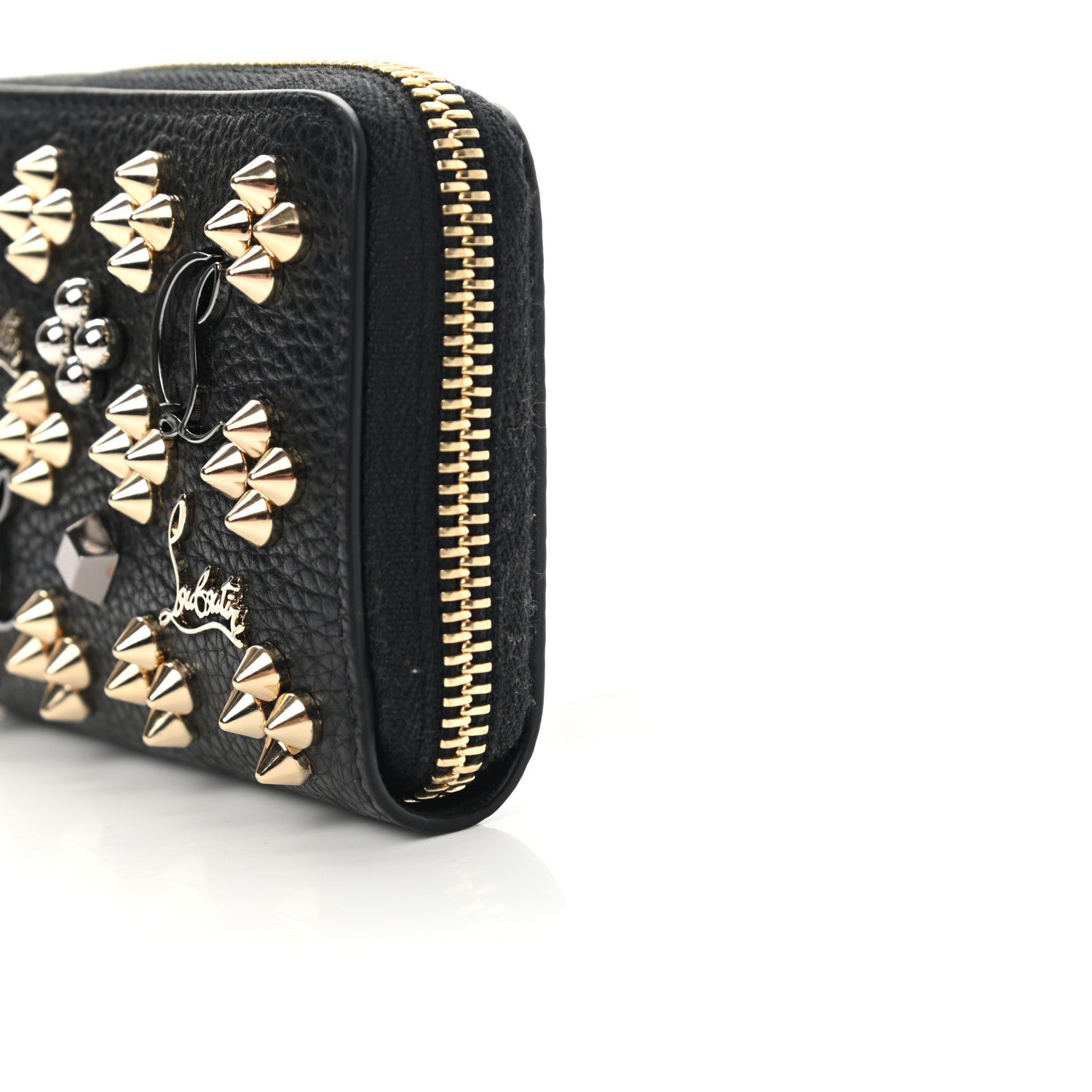 Christian Louboutin Calfskin Panettone Zip Around Coin Purse Black 9 of 10