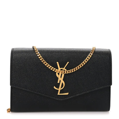 Saint Laurent Grain de Poudre Uptown Chain Wallet Black 1 of 10