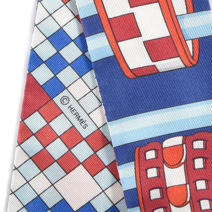 Hermes Silk Colliers de Chiens Remix Twilly Marine Rouge White 7 of 10