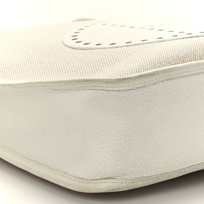 Hermes Toile Taurillon Clemence Evelyne PM Blanc White 8 of 9