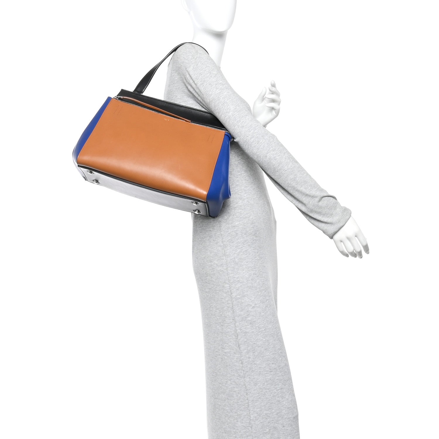 Celine Smooth Calfskin Medium Tri-Color Edge Shoulder Bag Tan 2 of 12