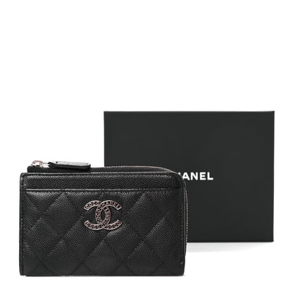 Chanel Caviar Quilted CC Logo Zip Around Card Holder Black 10 of 10