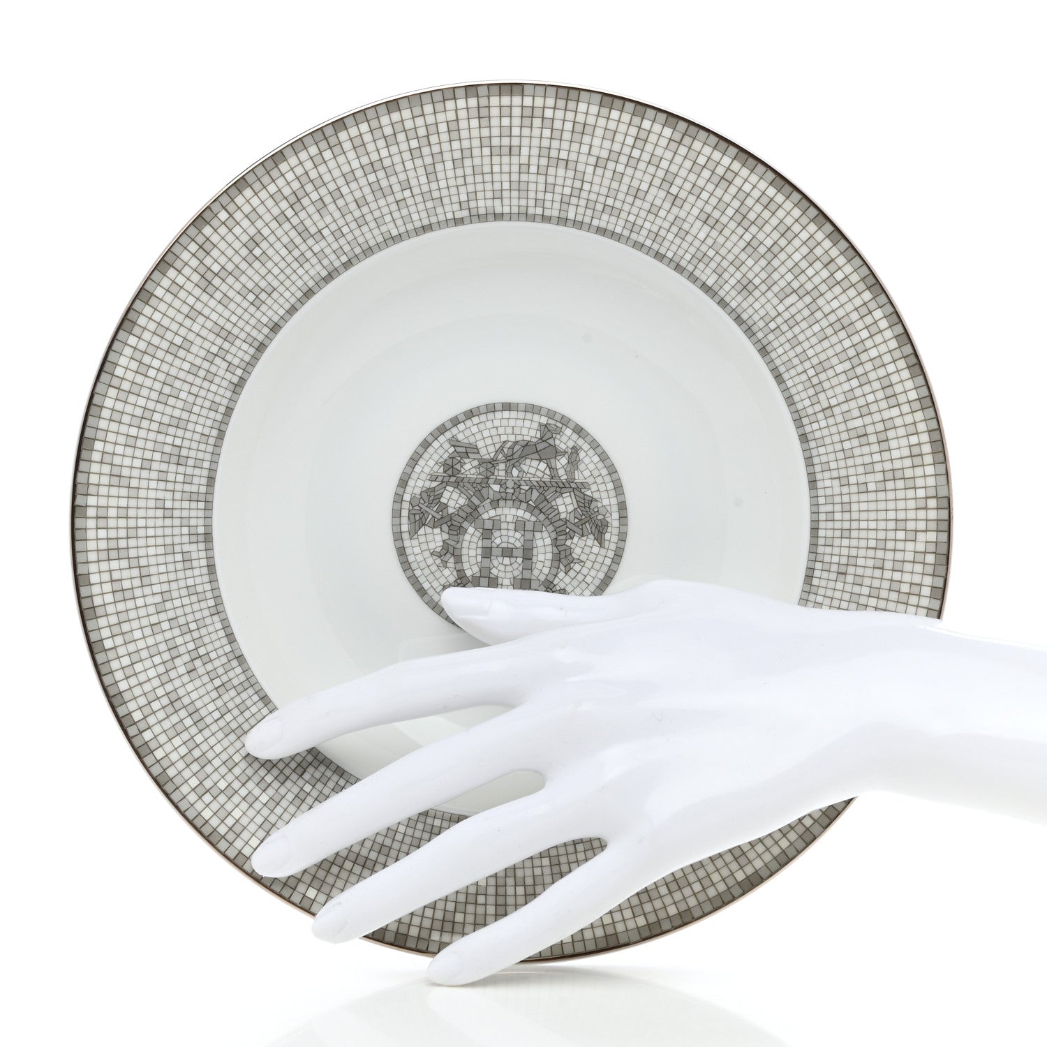 Hermes Porcelain Mosaique Au 24 Platine Soup Bowl Set of 2 2 of 8
