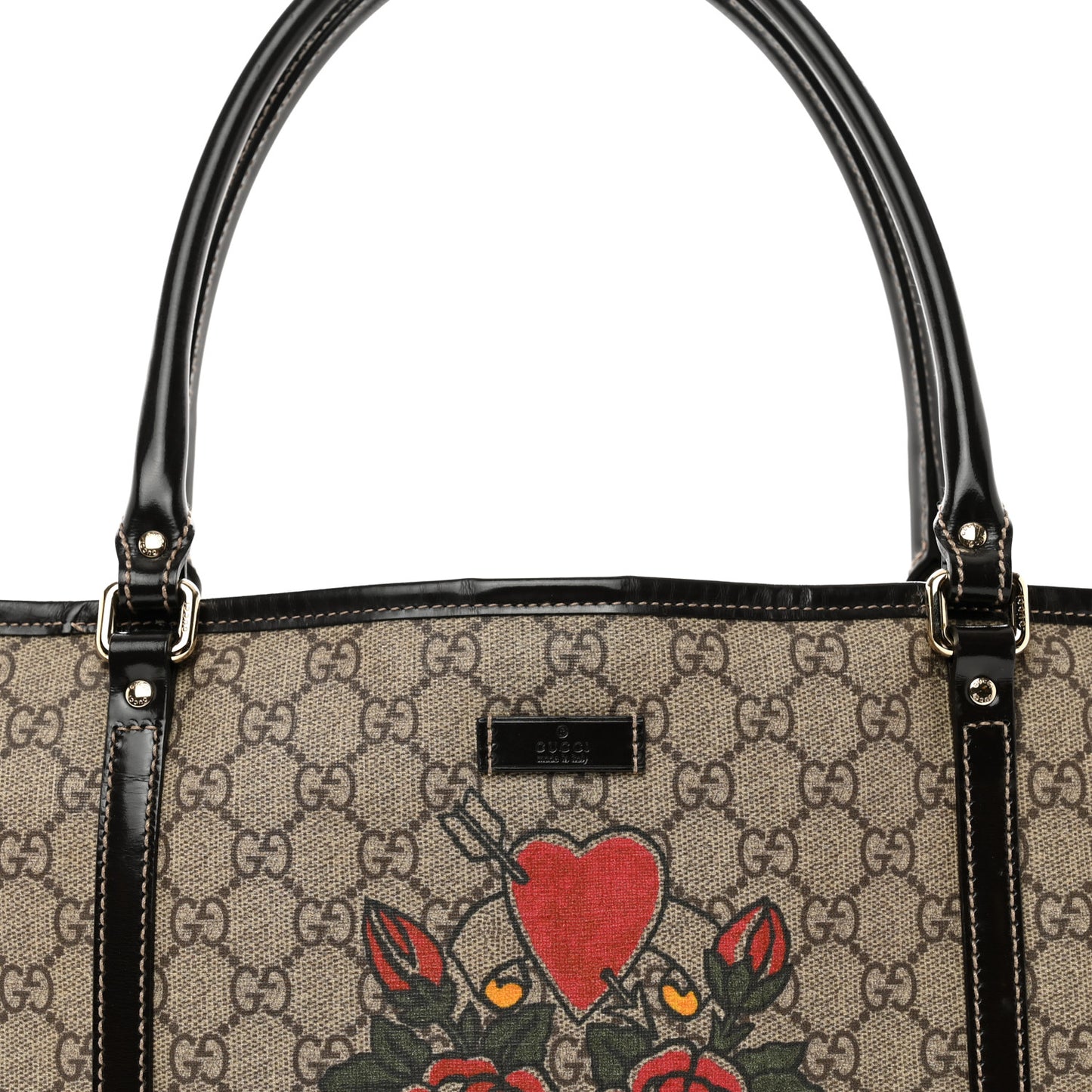 GG Plus Monogram Tattoo Heart Medium Joy Tote Dark Brown