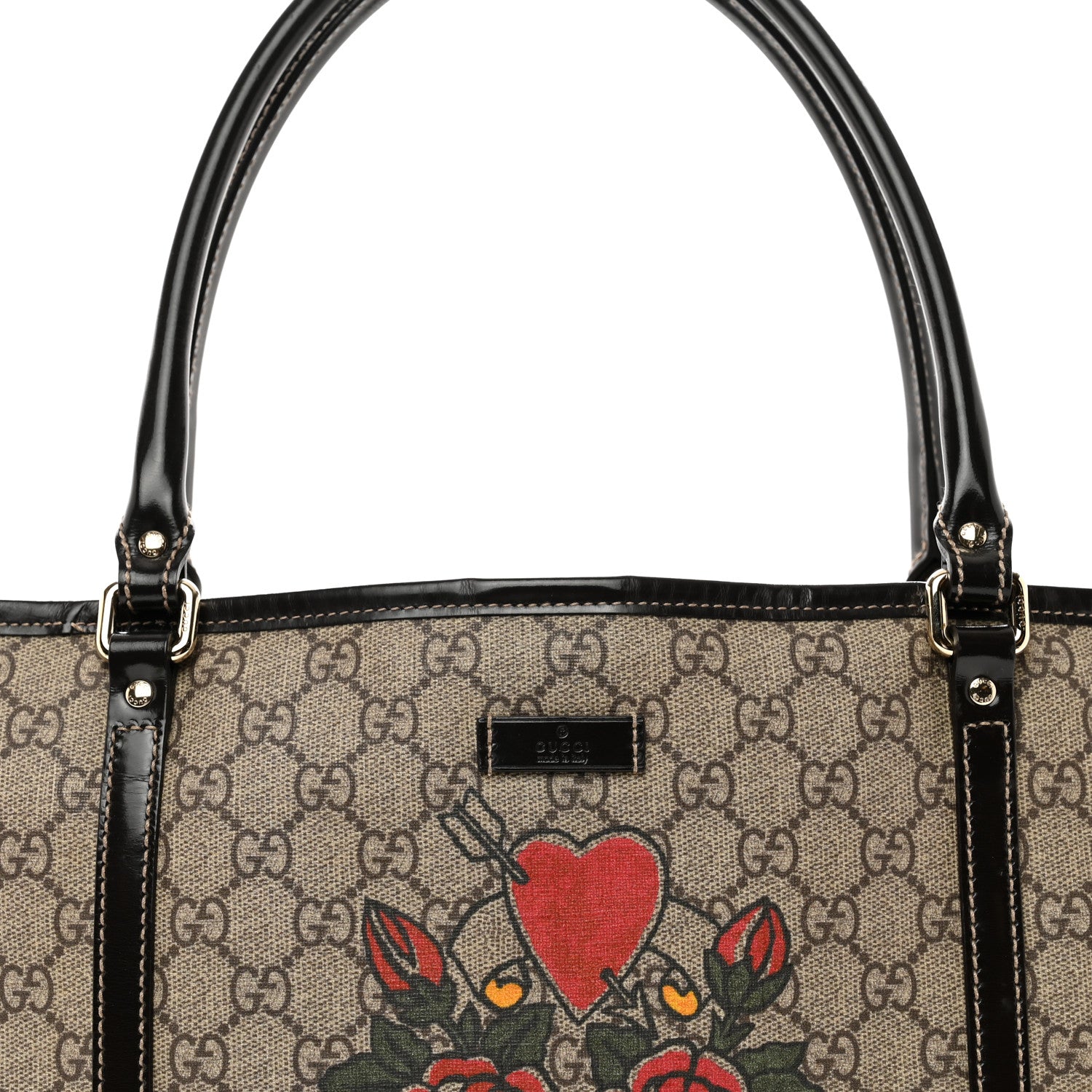 Gucci GG Plus Monogram Tattoo Heart Medium Joy Tote Dark Brown 4 of 12