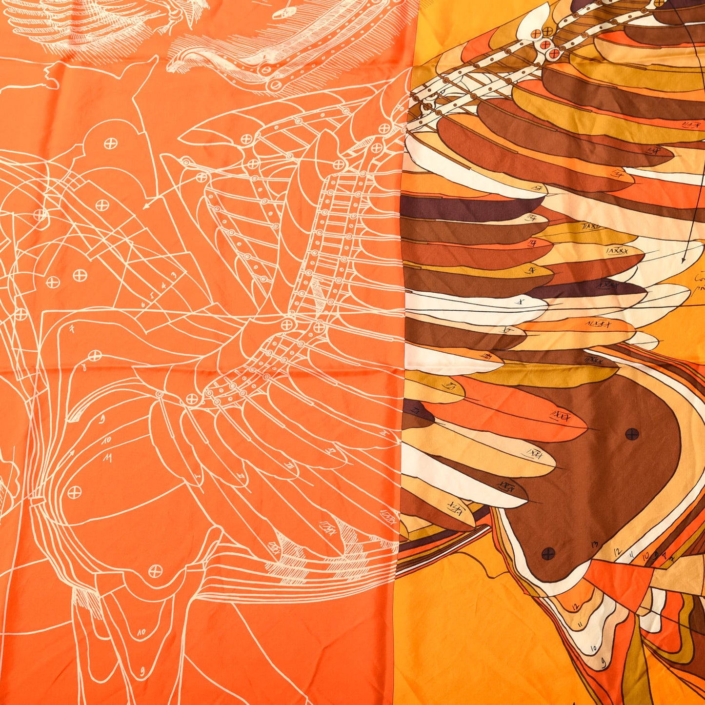 Silk Twill Le Pegase D Hermes Giant Scarf 140 Orange Soleil Brun