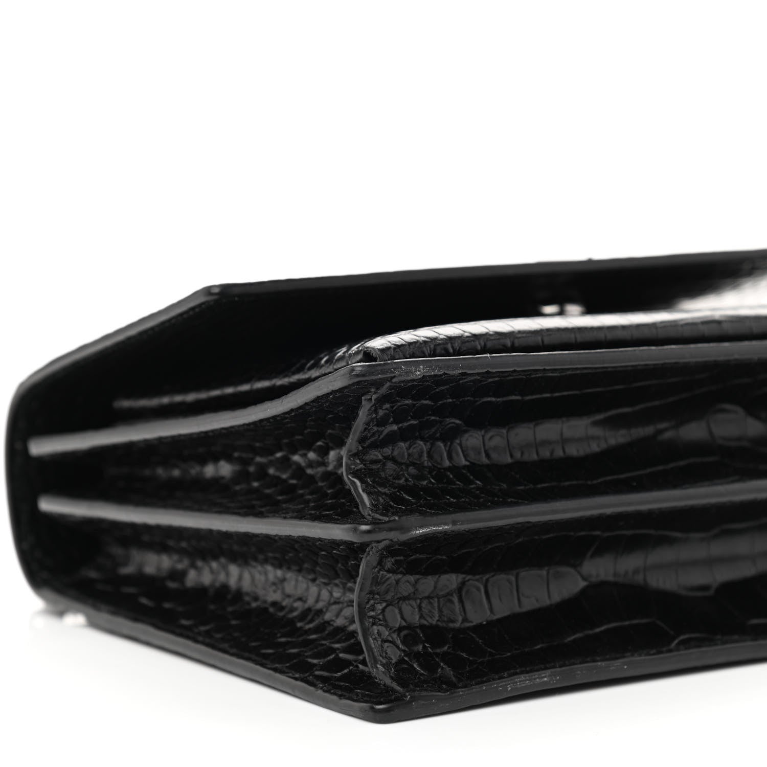 Saint Laurent Calfskin Crocodile Embossed Medium Monochrome Monogram Sunset Black 9 of 10
