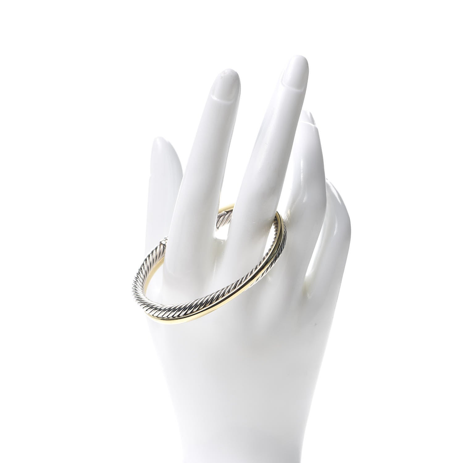 David Yurman Sterling Silver 18K Yellow Gold 5mm Crossover Cuff Bracelet 2 of 5