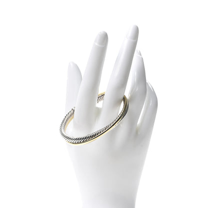 David Yurman Sterling Silver 18K Yellow Gold 5mm Crossover Cuff Bracelet 2 of 5
