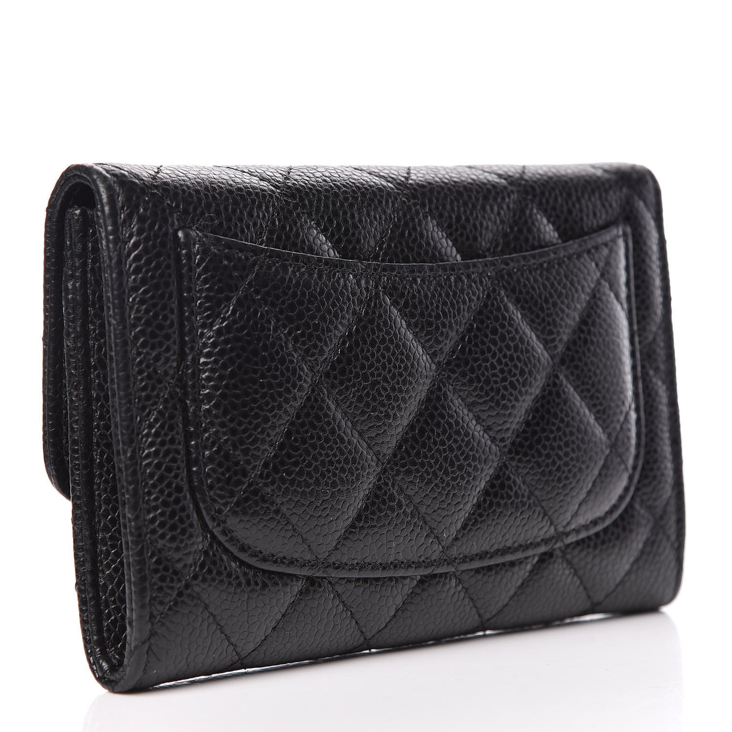 Caviar Quilted Small Flap Wallet Black
