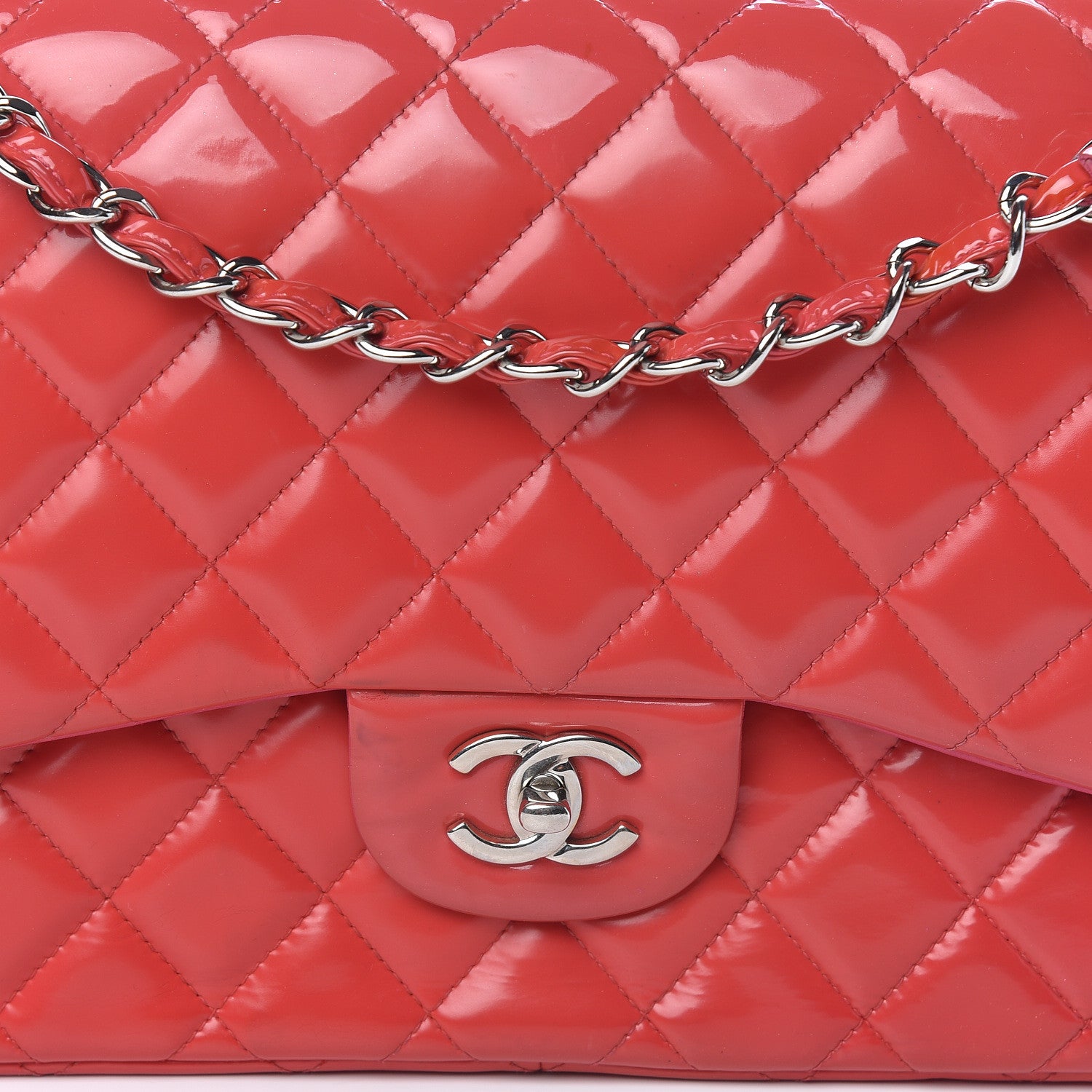 Chanel Patent Quilted Jumbo Double Flap Pink 15 of 24