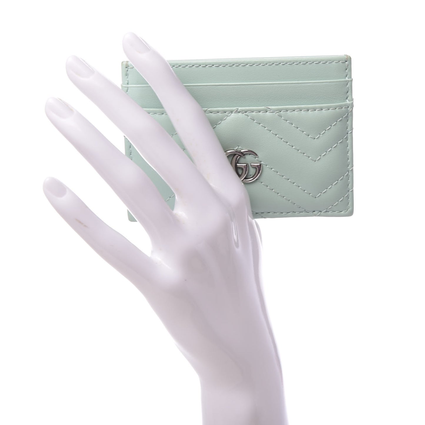 Calfskin Matelasse GG Marmont Card Holder Water Green