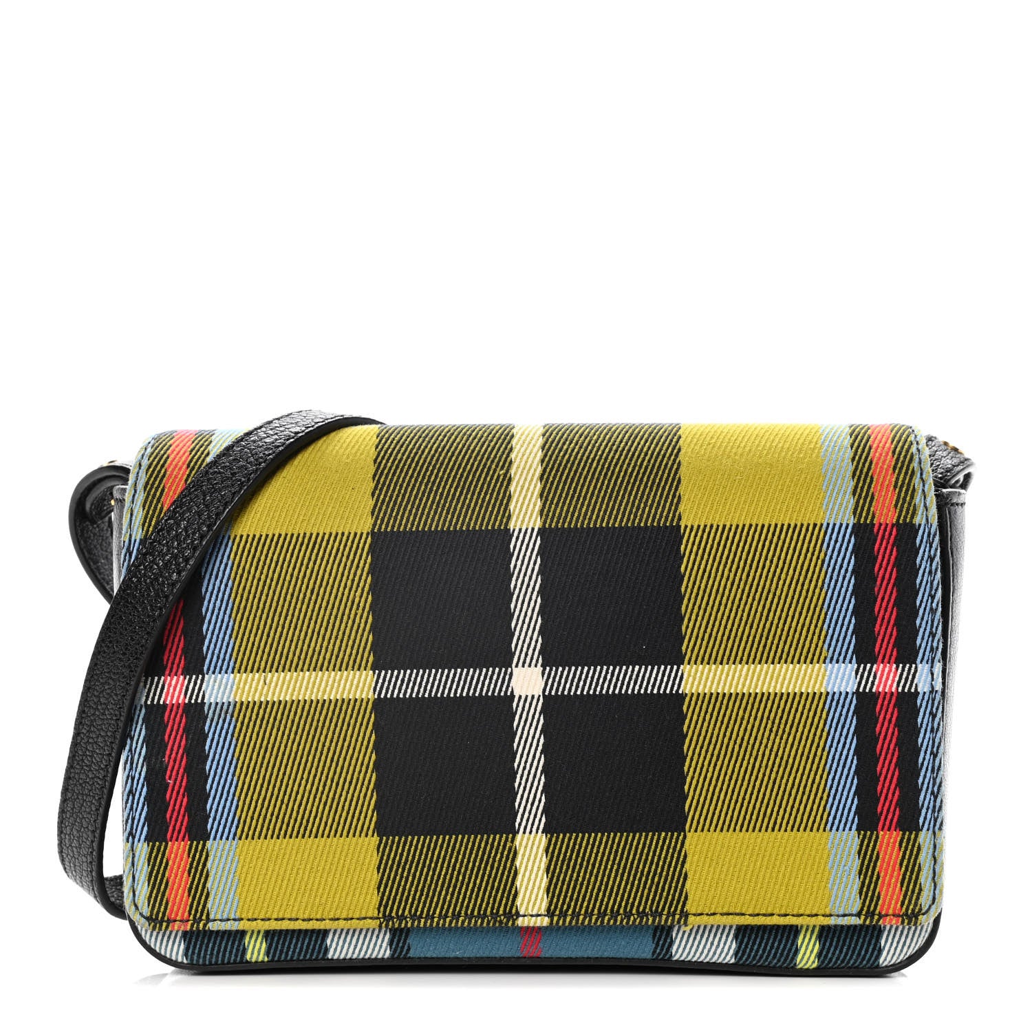 Burberry Canvas Tartan Mix Hampshire Wallet on Chain Yellow Multicolor 1 of 14