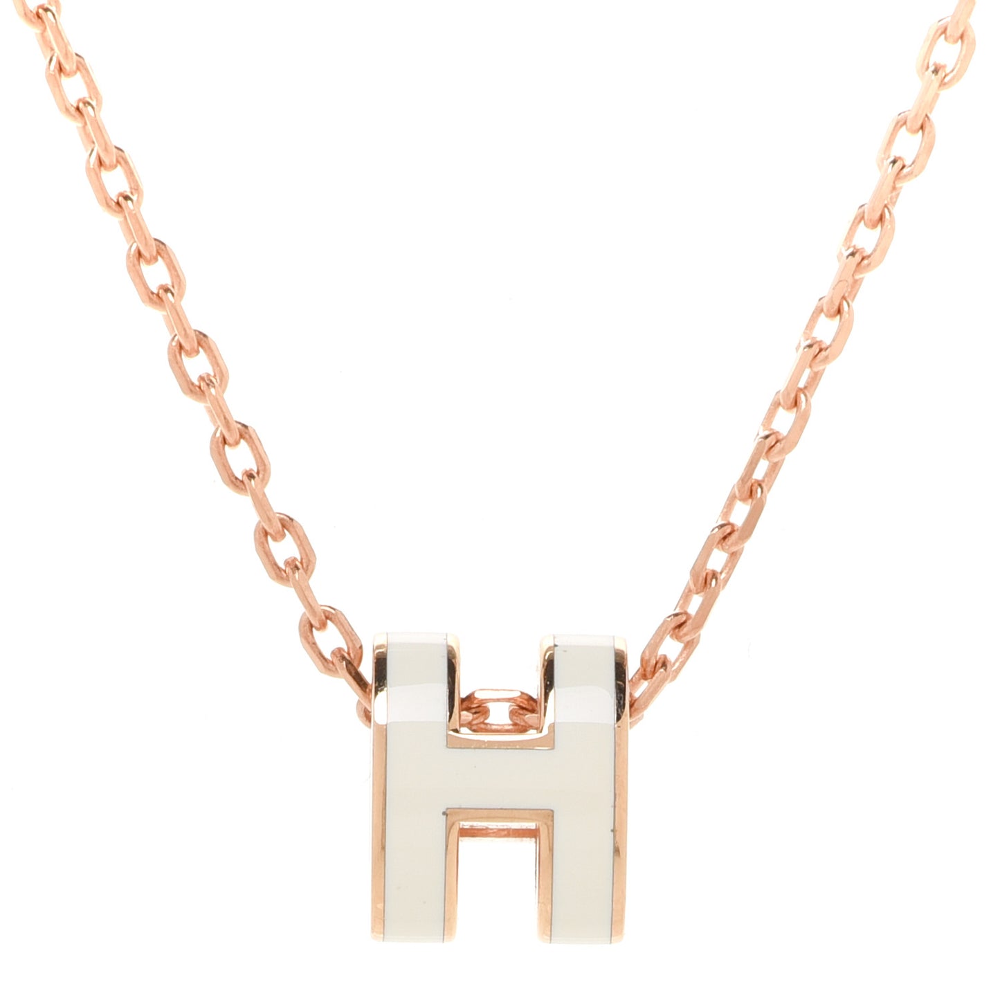 Lacquered Rose Gold Mini Pop H Pendant Necklace White