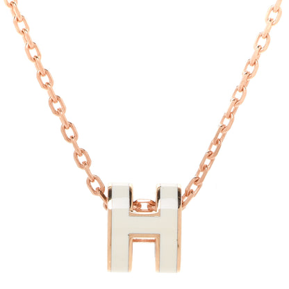 Hermes Lacquered Rose Gold Mini Pop H Pendant Necklace White 4 of 7