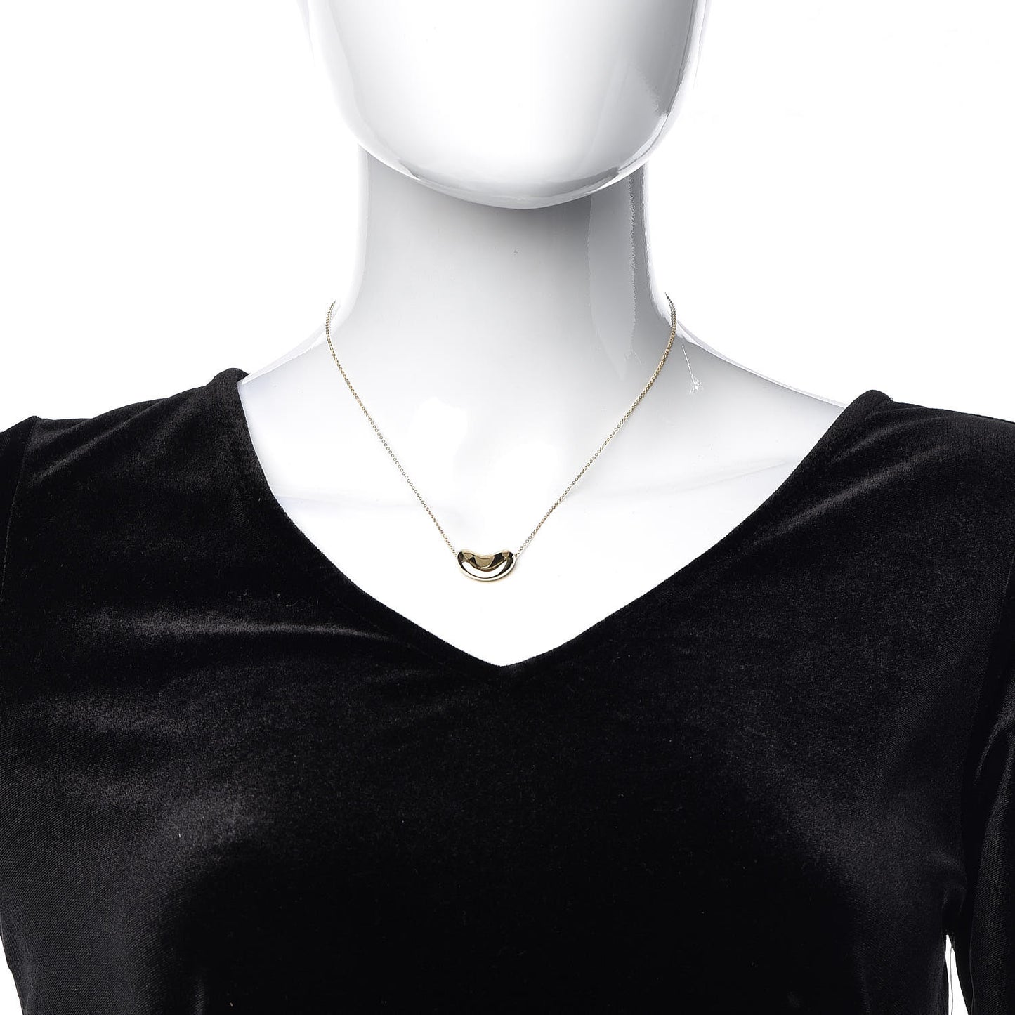18K Yellow Gold 18mm Elsa Peretti Bean Pendant Necklace