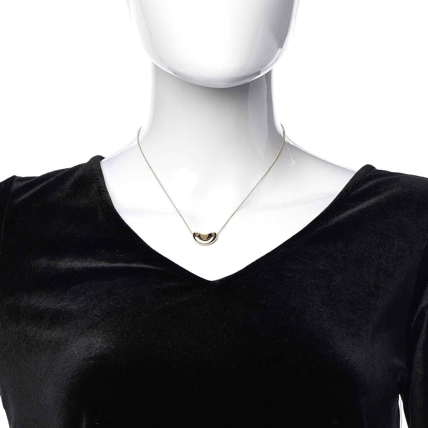 Tiffany 18K Yellow Gold 18mm Elsa Peretti Bean Pendant Necklace 2 of 6