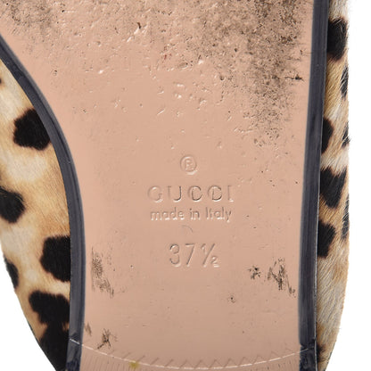 Gucci Calf Hair Leopard Print Womens Princetown Slippers 37.5 Naturale Black 10 of 10