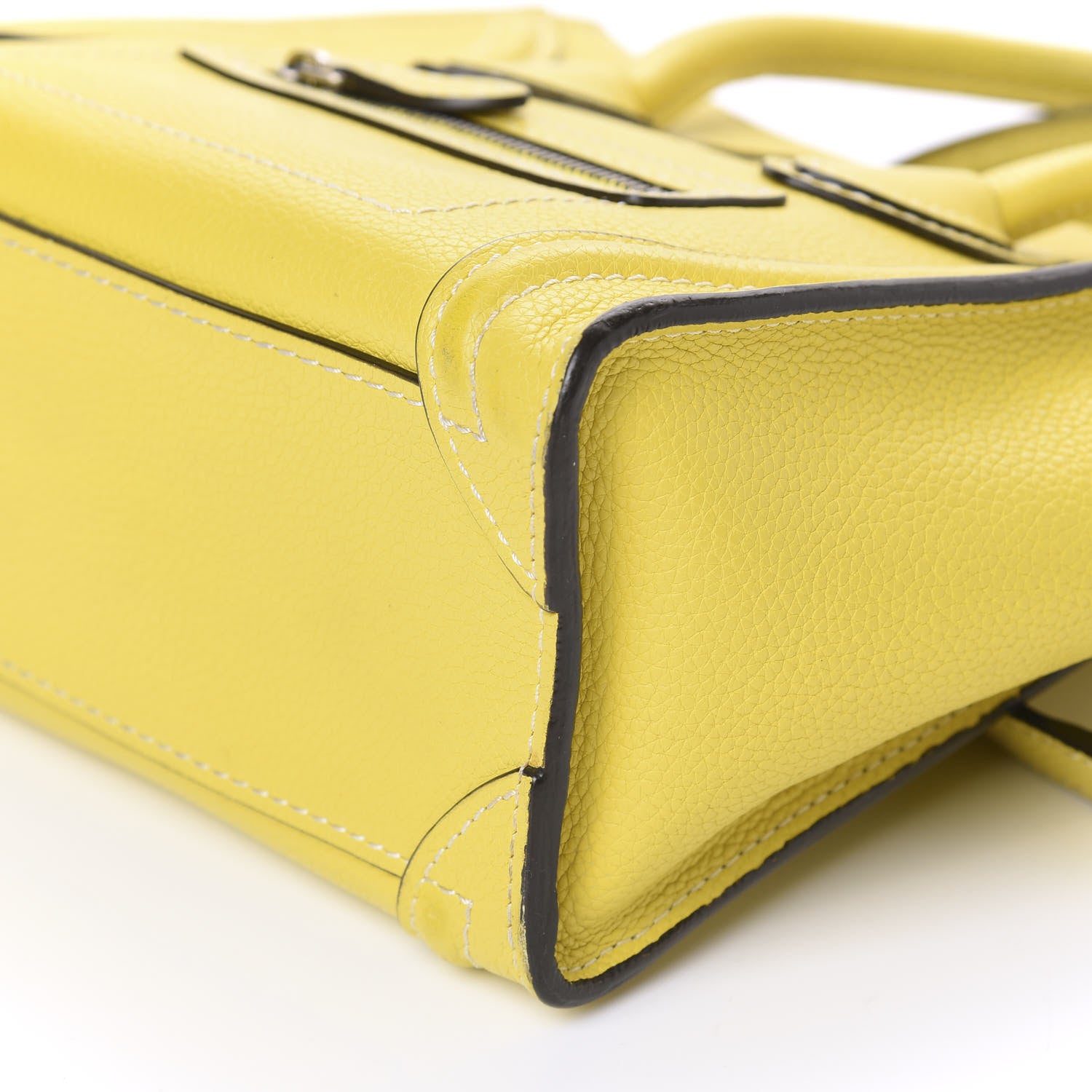Celine Drummed Calfskin Nano Luggage Citron 7 of 10