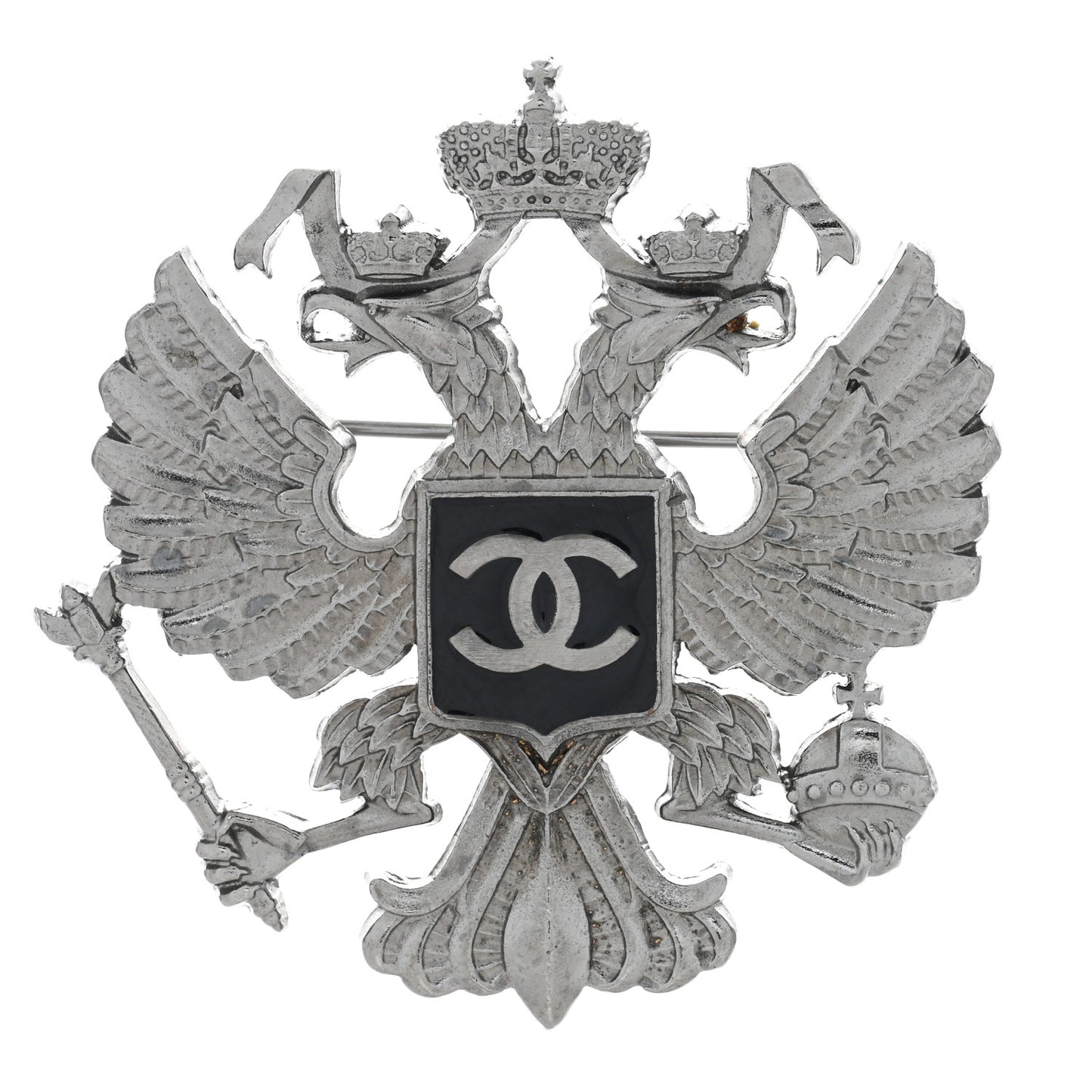 Metal Paris Moscow Eagle Brooch Silver