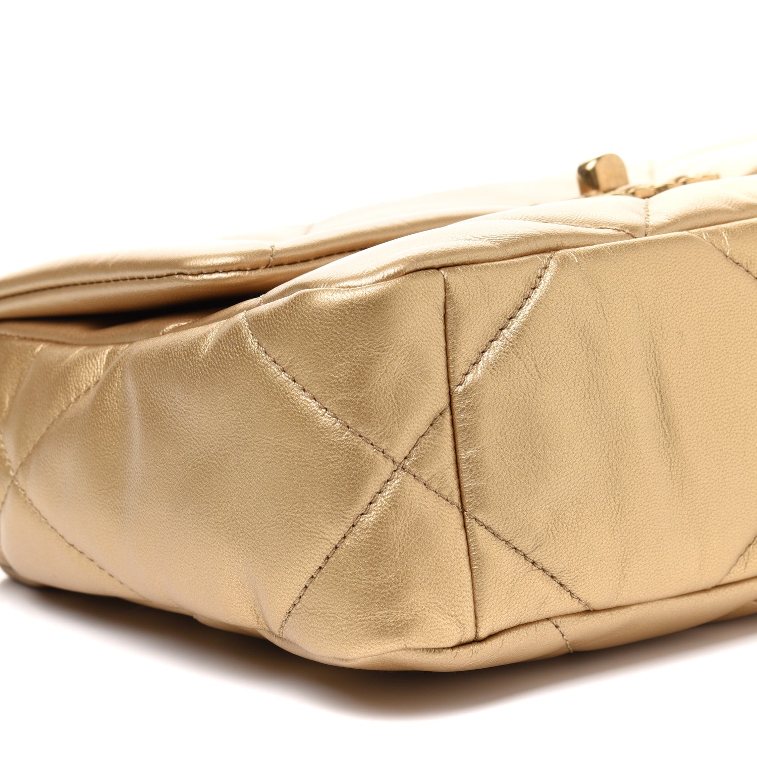 Chanel Metallic Goatskin Quilted Medium Chanel 19 Flap Gold 9 of 12