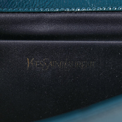 Saint Laurent Textured Patent Monogram Large Belle De Jour Clutch Turquoise 7 of 7