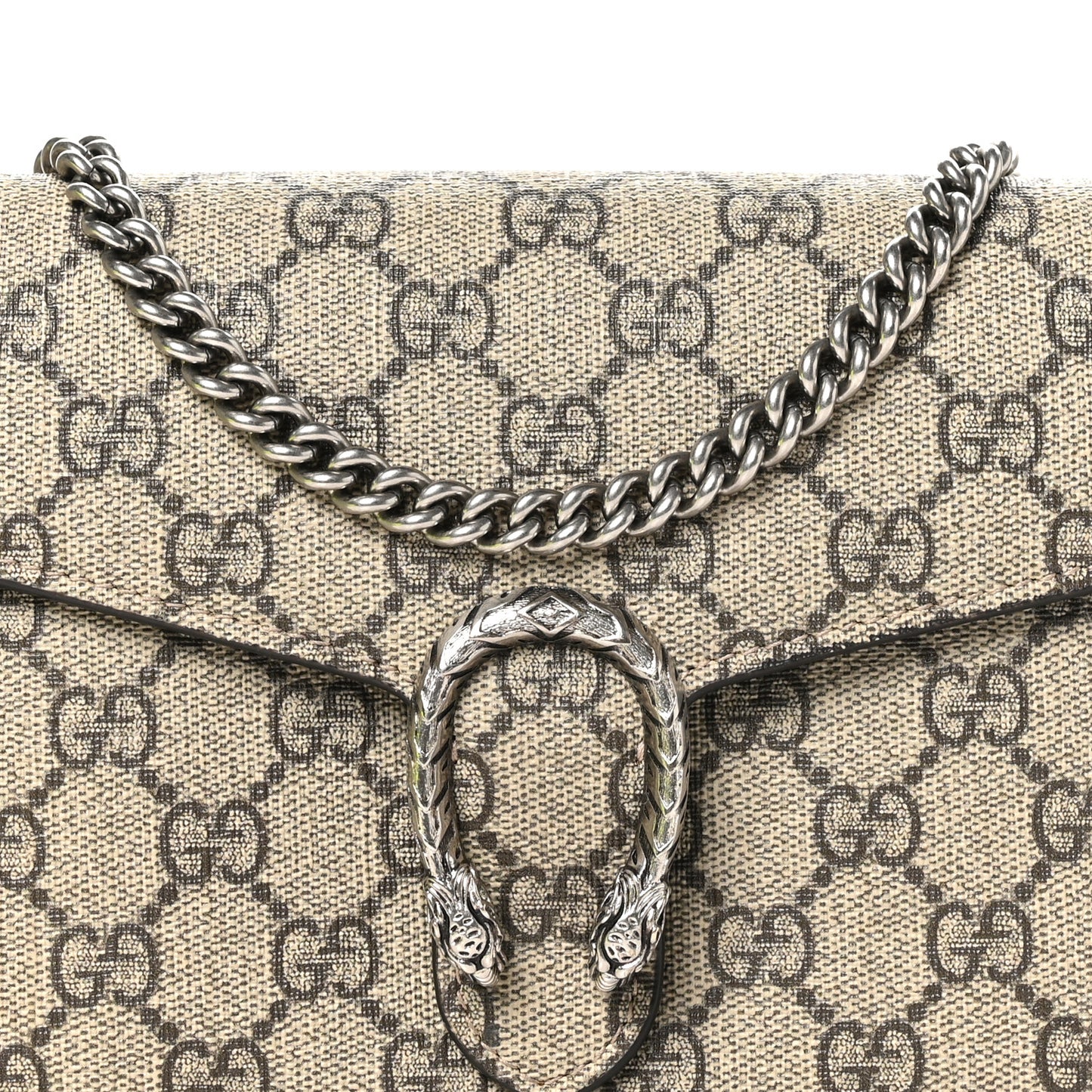 GG Supreme Monogram Mini Dionysus Chain Wallet Beige Taupe