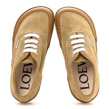 Loewe X PAULA's IBIZA Brushed Suede Rubber Terra Vulca Sneakers 39 Gold 2 of 9