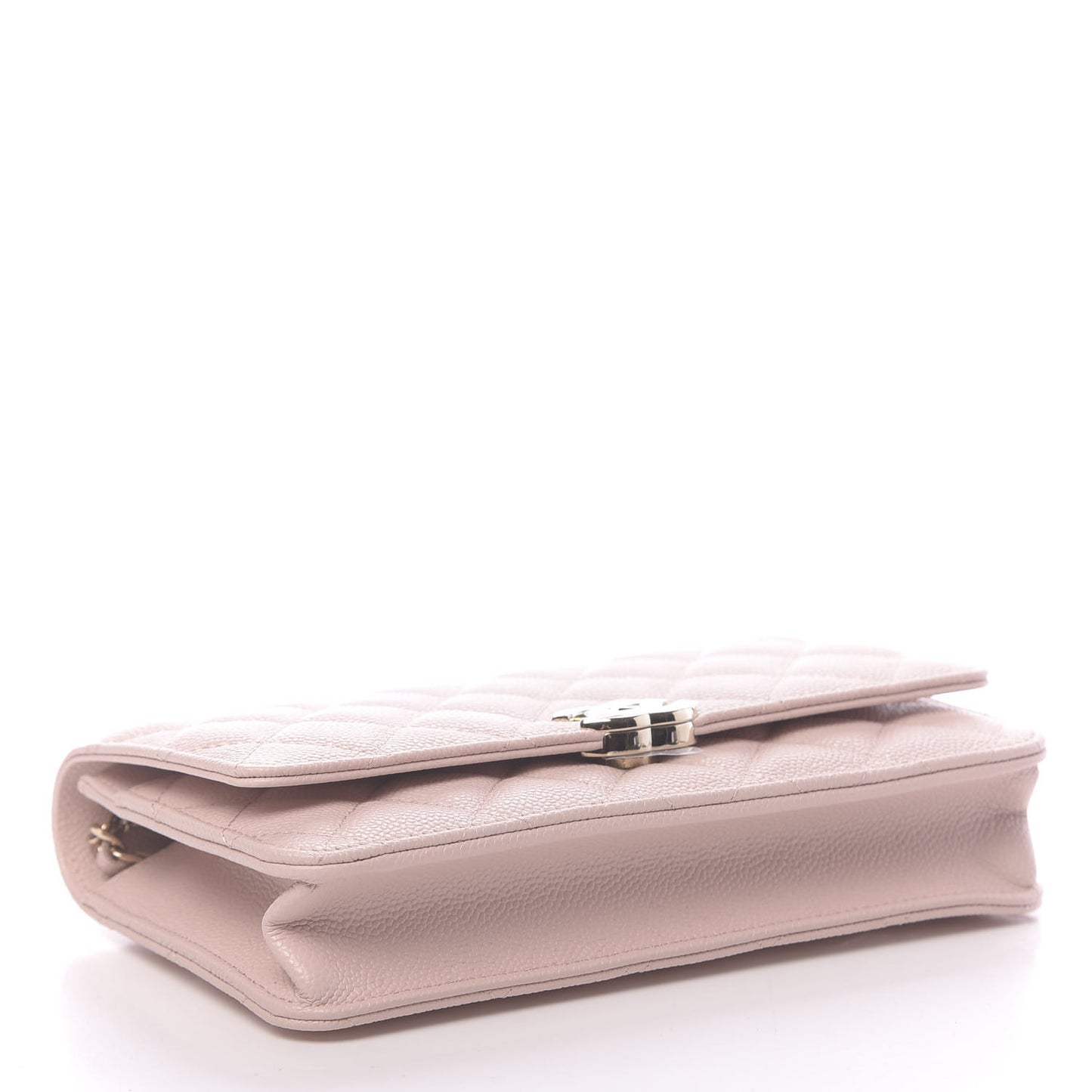 Caviar Quilted Enamel Wallet on Chain WOC Light Pink