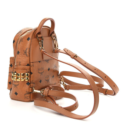 MCM Visetos Side Stud X-Mini Stark Bebe Boo Backpack Cognac 3 of 8