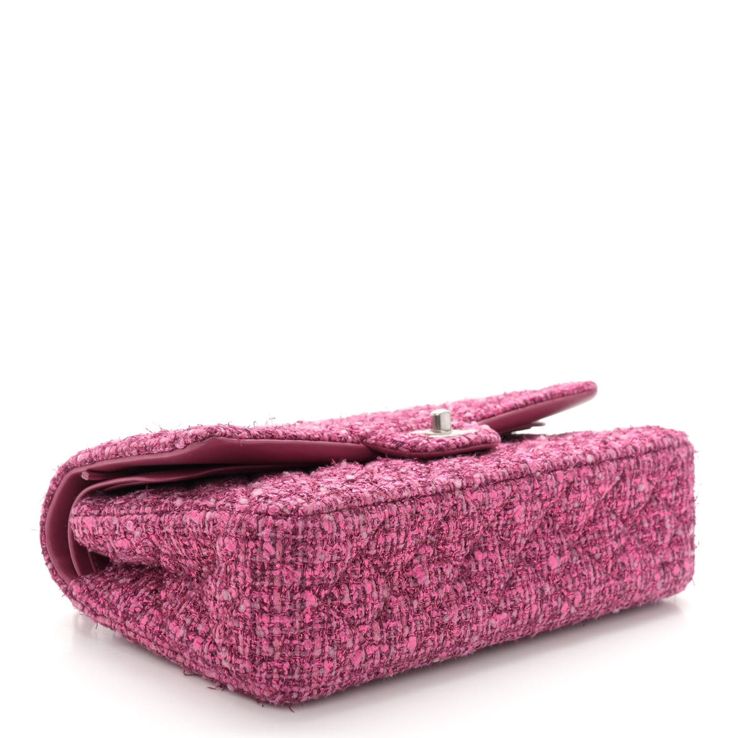 Metallic Tweed Quilted Medium Double Flap Pink