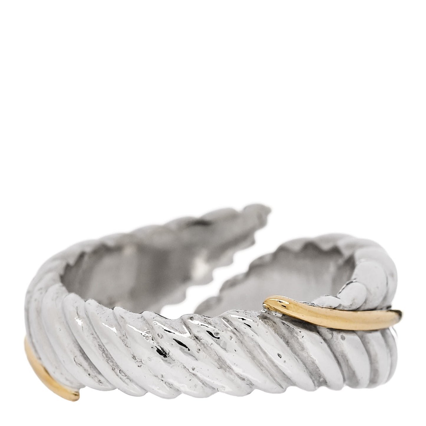Sterling Silver 18K Yellow Gold Leaf Bypass Ring 54 7