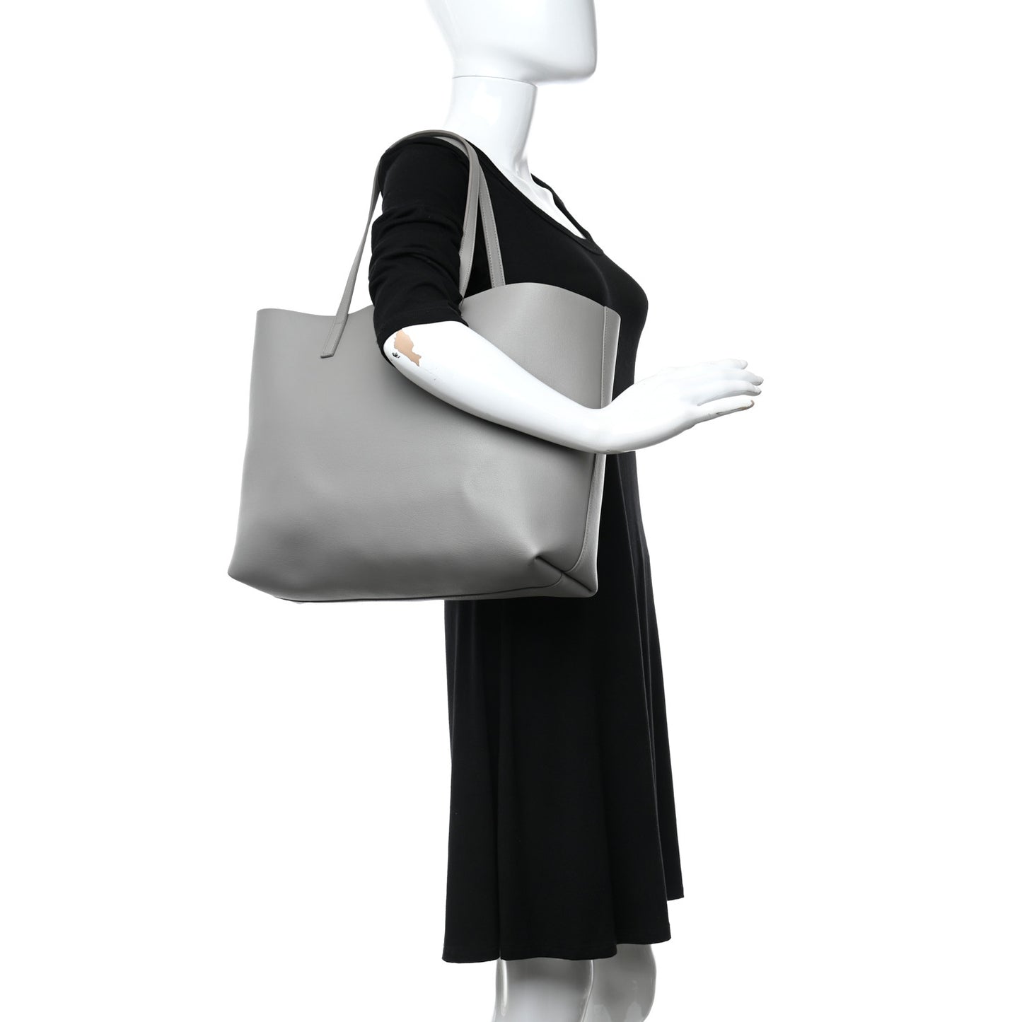 Calfskin Large Shopping Tote Oyster Grey