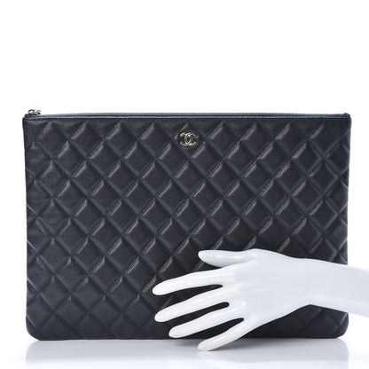 Chanel Caviar Quilted Large Cosmetic Case Dark Blue 2 of 8