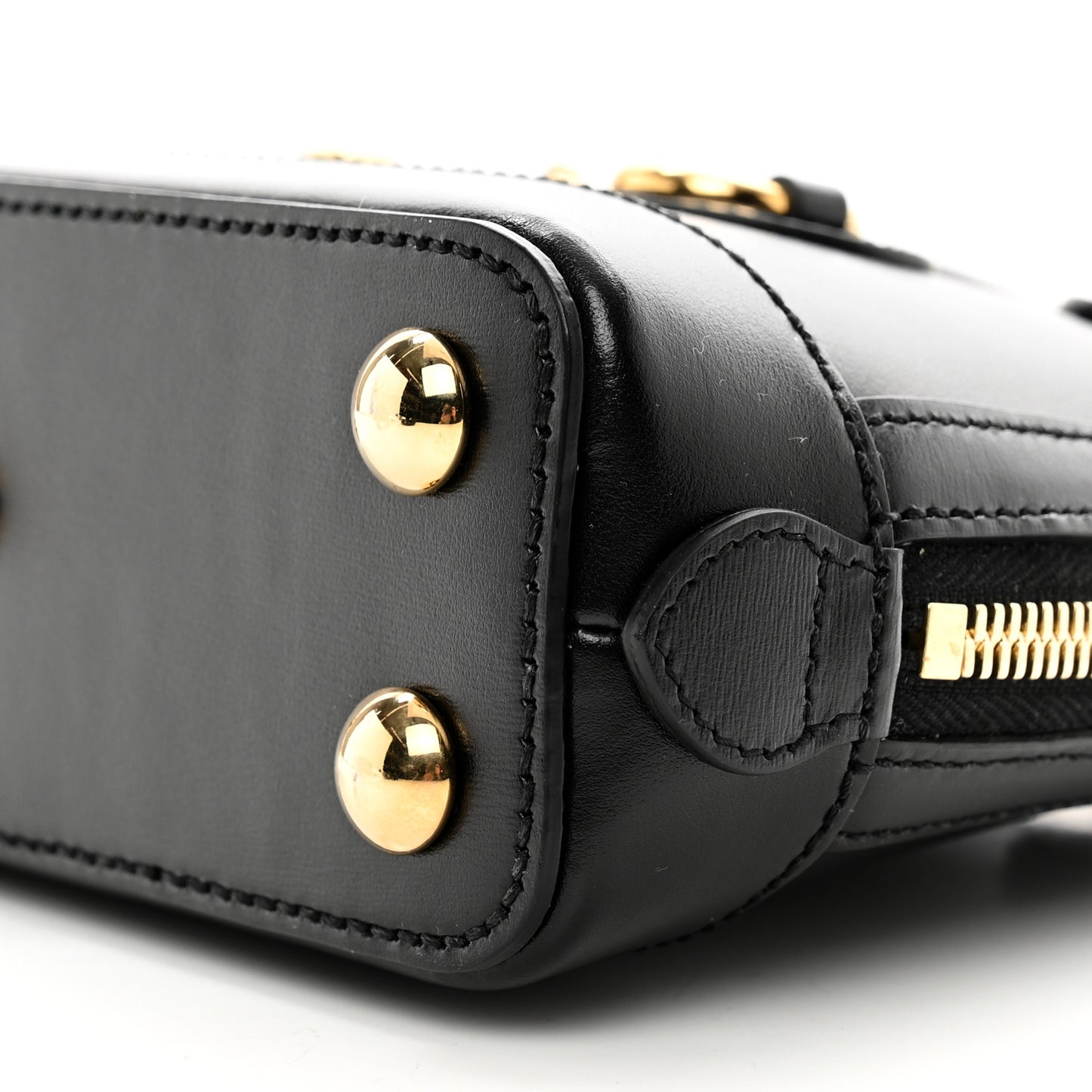 Boarded Plutone Calfskin Mini Horsebit 1955 Top Handle Bag Black