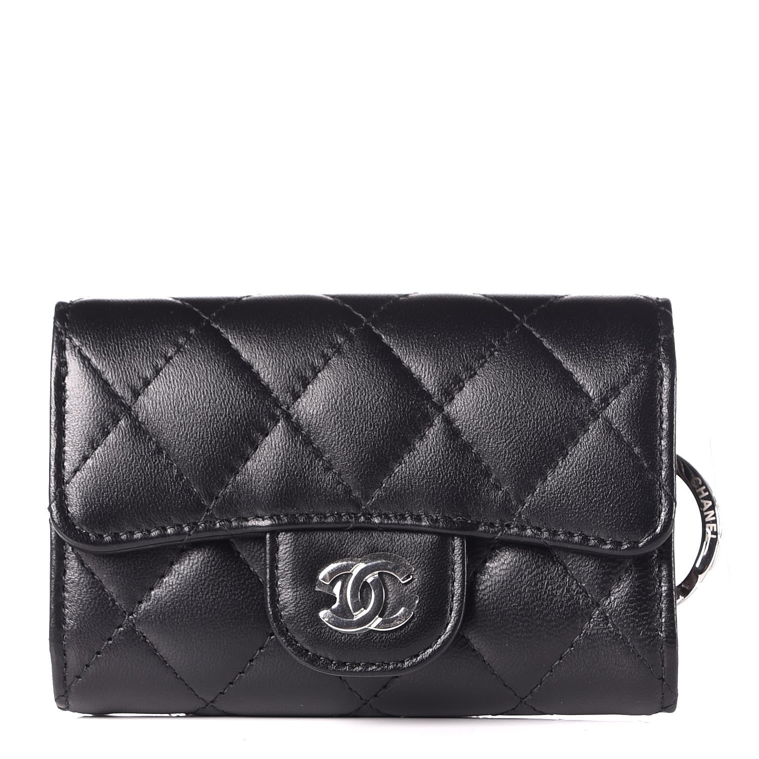Chanel Lambskin Quilted 4 Key Holder Black 1 of 9