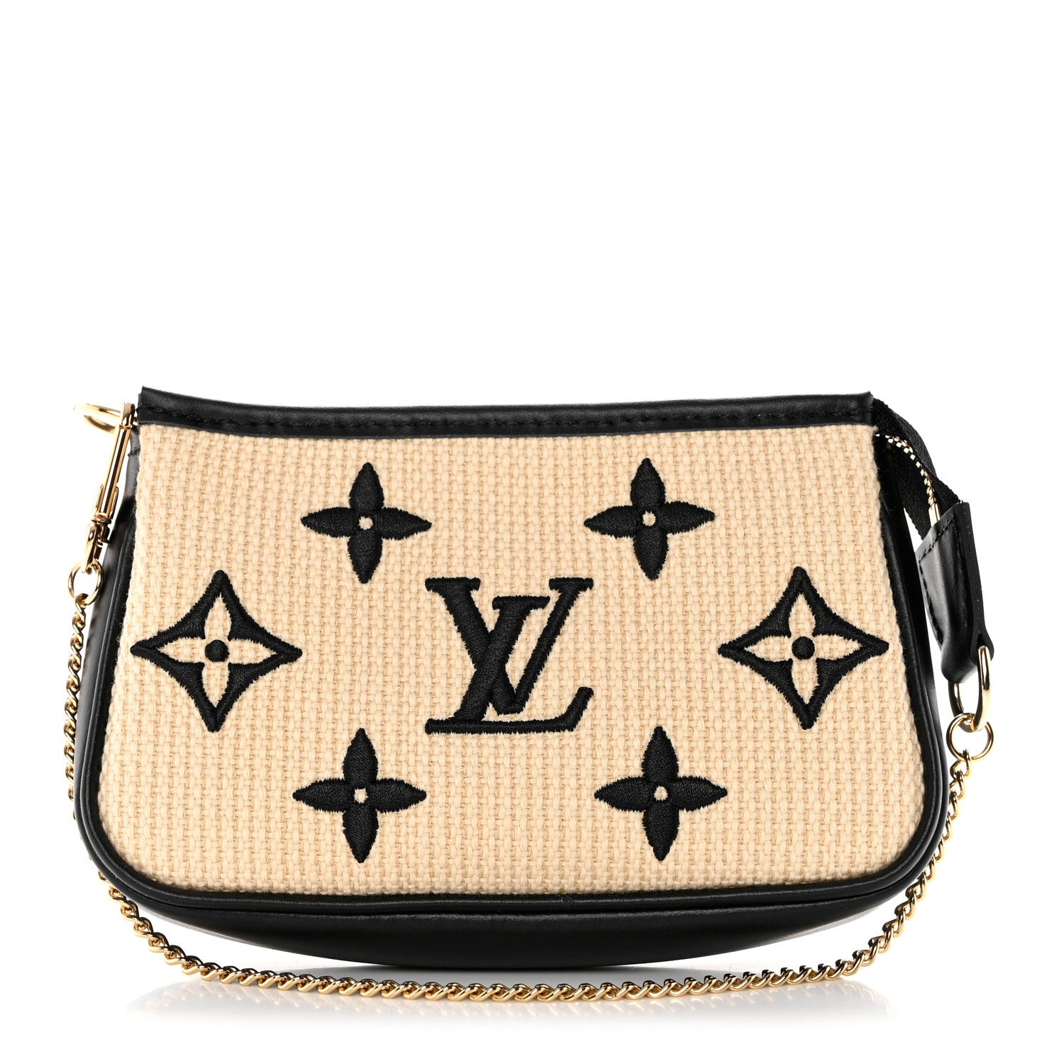 Louis Vuitton Cotton Monogram Giant Mini Pochette Accessories Beige Black 1 of 7