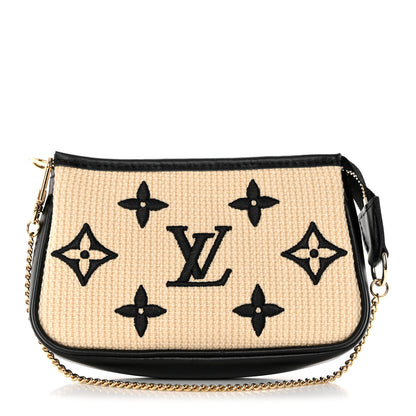Louis Vuitton Cotton Monogram Giant Mini Pochette Accessories Beige Black 1 of 7