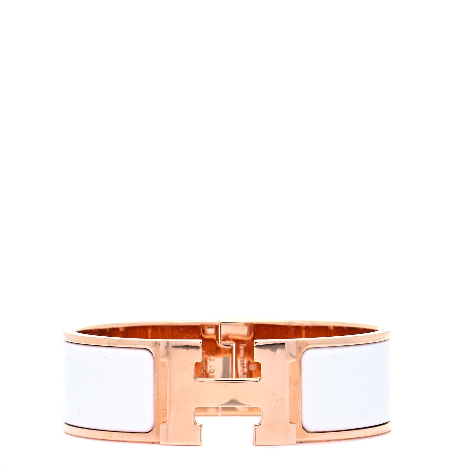 Hermes Enamel Wide Clic Clac H Bracelet GM White 1 of 8
