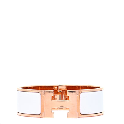 Hermes Enamel Wide Clic Clac H Bracelet GM White 1 of 8