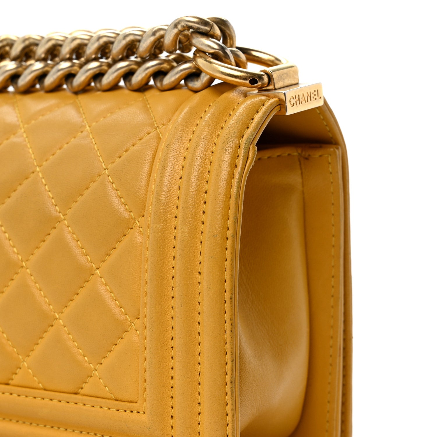 Chanel Lambskin Quilted Small Boy Flap Yellow 13 of 13