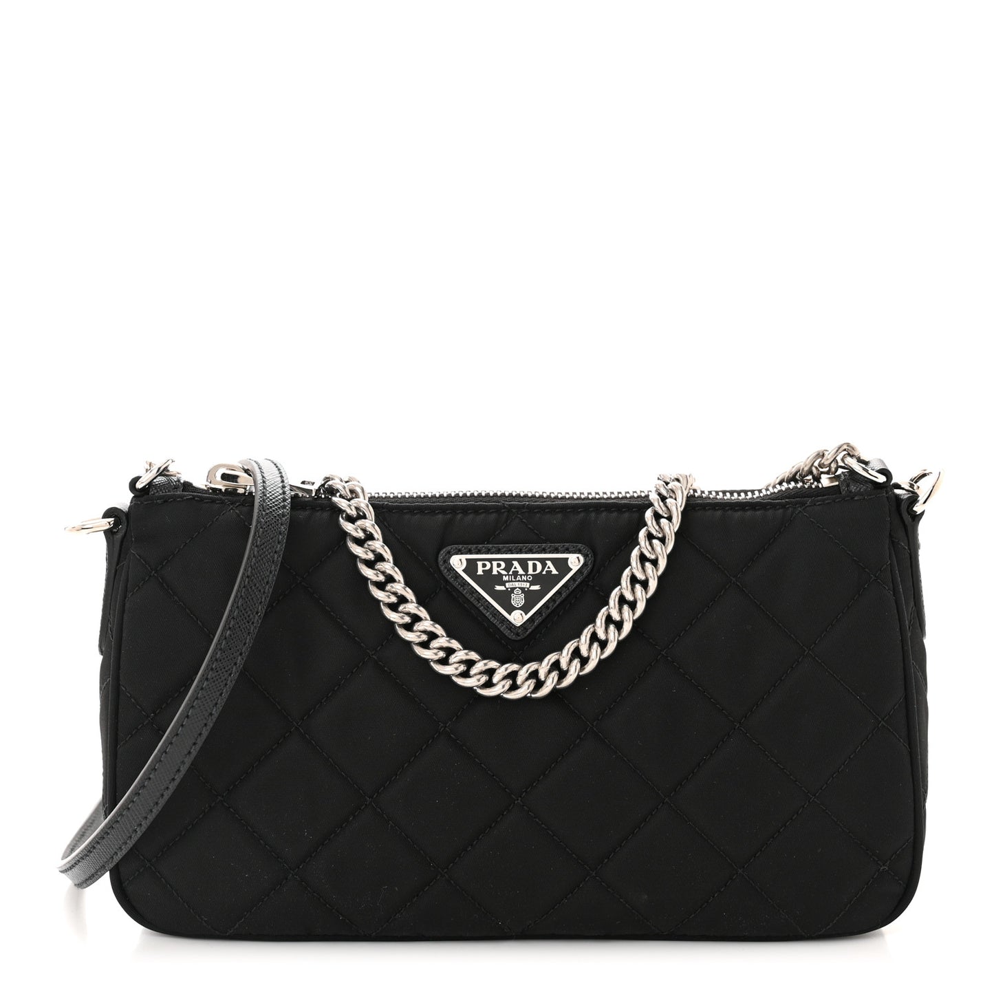 Nylon Tessuto Impuntu Quilted Crossbody Bag Black