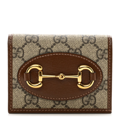Gucci GG Supreme Monogram Horsebit 1955 Card Case Wallet Beige Ebony Brown Sugar 1 of 7