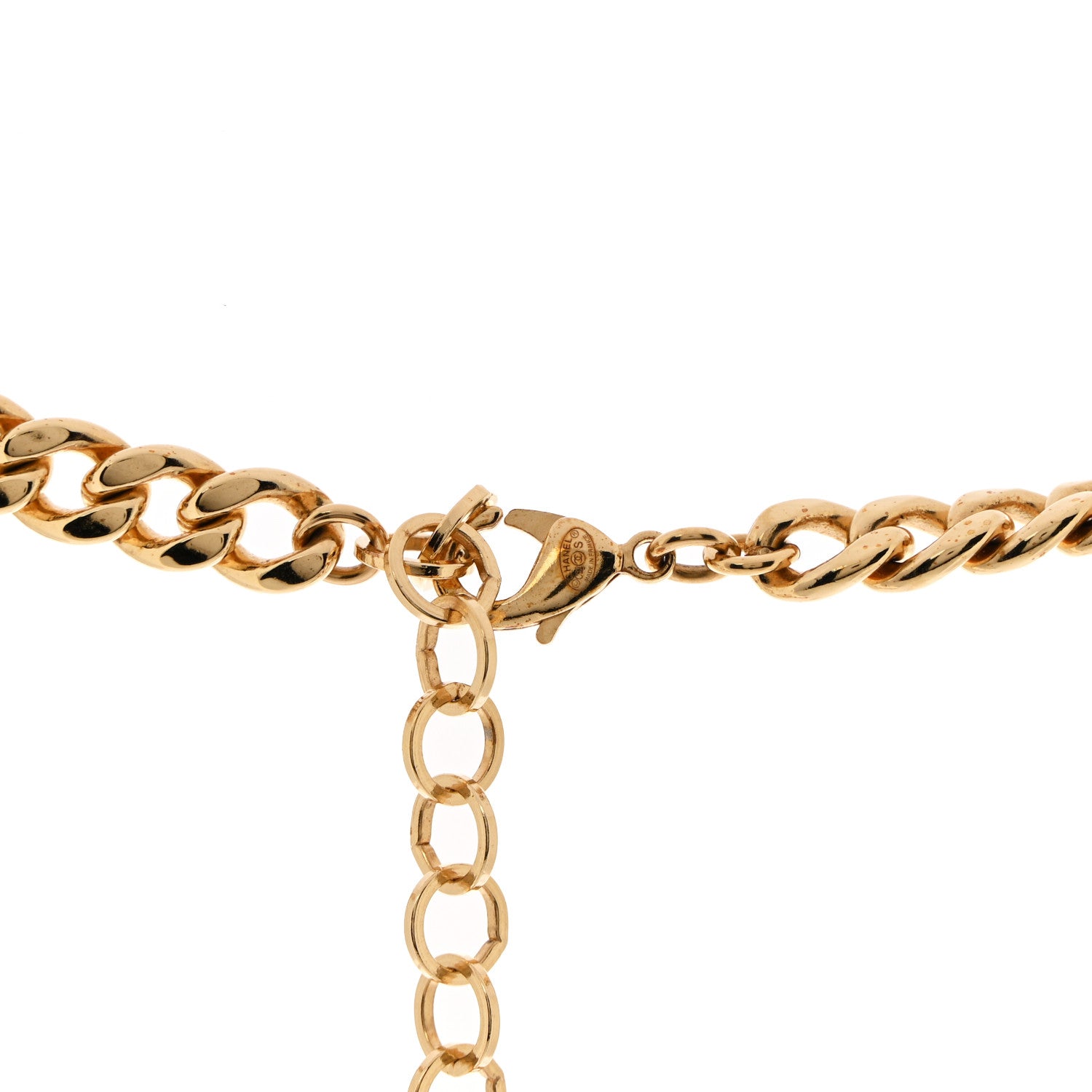 Chanel Metal Enamel Quilted CC Chain Necklace Pendant Gold Pink 6 of 7