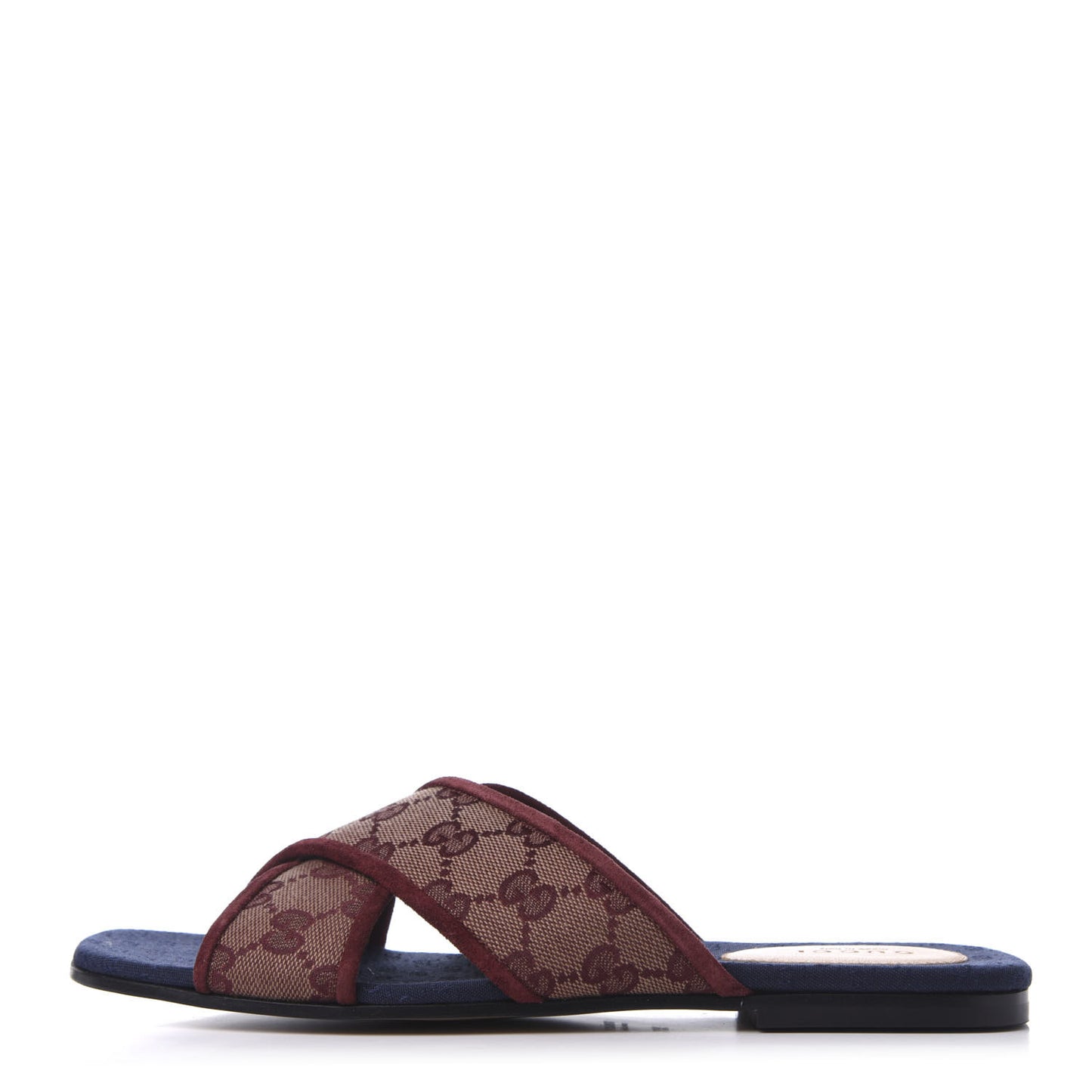Canvas GG Monogram Womens Criss Cross Slide Sandals 38.5 Sahara Rubino Chardonnay