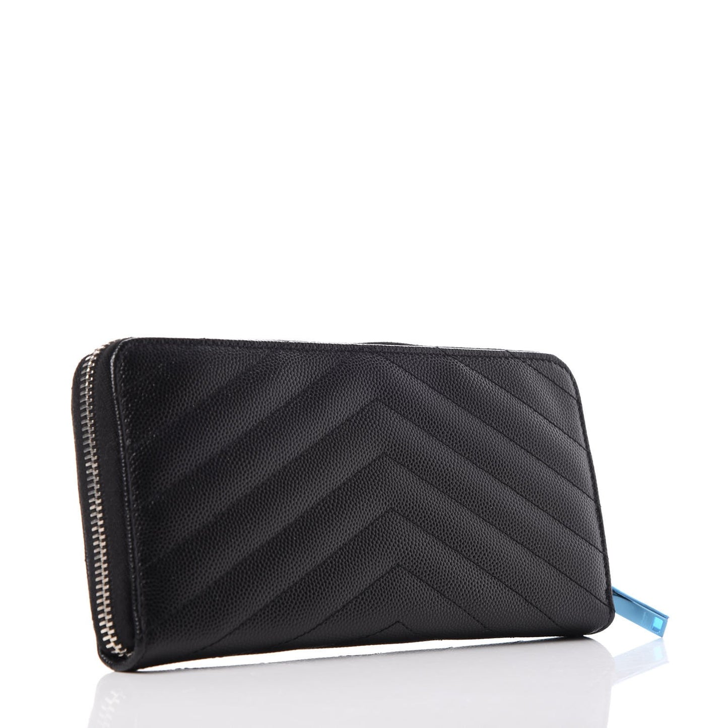 Grain De Poudre Matelasse Chevron Monogram Zip Around Wallet Black