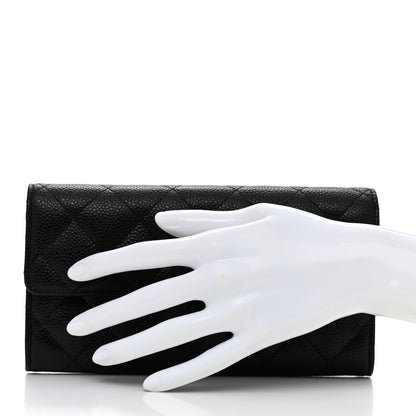 Chanel Caviar Quilted Large Gusset Flap Wallet Black 2 of 8