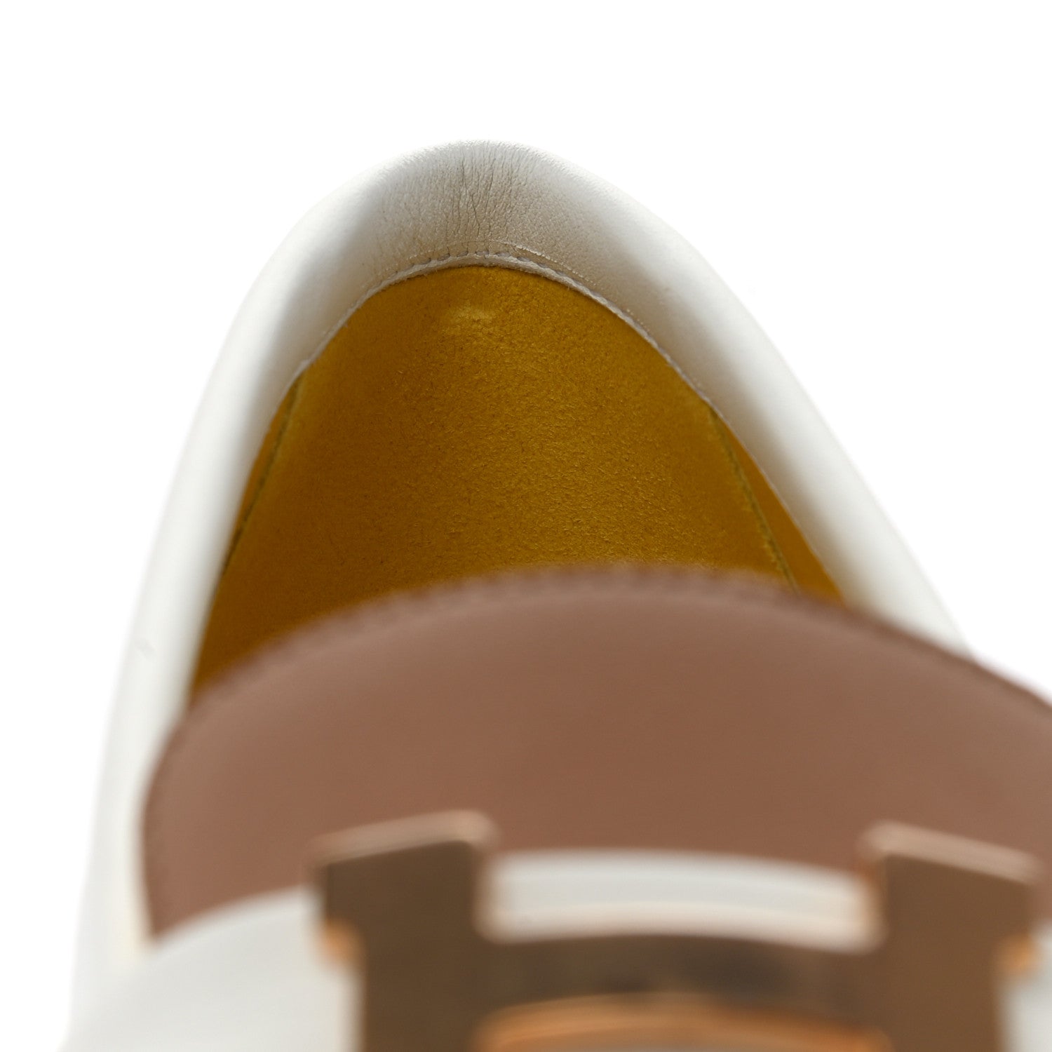 Hermes Calfskin Womens Paris Loafers 37 White Bois De Santal 9 of 10